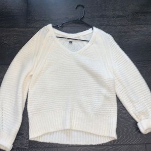 white knitted sweater